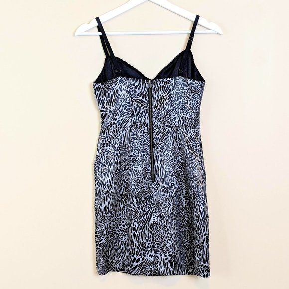 Guess XS Black & White Leopard Pattern Stretch Dress with Adjustable Straps - Picture 3 of 16